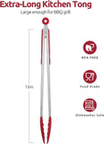600F Heat Resistant 16in Silicone Cooking Tongs with Non Stick Rubber Tips and 12" Kitchen V1258-DP02-C-383