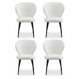 Artiss 4x Dining Chairs Sherpa Boucle Wing Back White UPHO-C-DIN-2514-WHX4