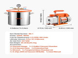 11.36 L Vacuum Chamber with Pump, 3.5 CFM 99 L/min, Single Stage Vacuum Pump, Stainless Steel V952-ZKBYZKTTZDJ1C7IAJ001V3
