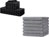 Homaxy Set of 8 Bulk Cotton Terry Kitchen Towels Set, 12 x 12 13 x 28 Inches, Checkered Designed V1258-DP02-F-179