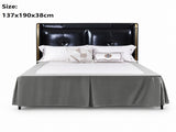 Grey 137x190x38cm Elastic Bed Skirt - Thickened Polyester Fitted Valance with Double-Layer V888-ELOSUNG56152-1