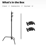 150-330cm Black Heavy Duty C-Stand Adjustable Light Stand Load 20KG Capacity V571-0740111698290
