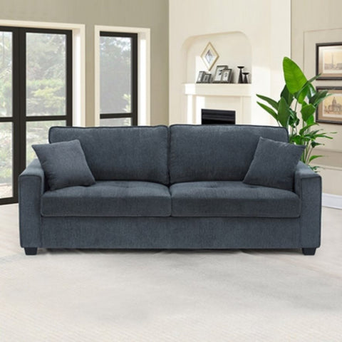 3 Seater Sofa Set Polyester Fabric Charcoal Multilayer Two Pillows Individual Pocket Spring V43-SOF-MLN-3SCH