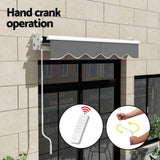 Instahut Retractable Folding Arm Awning Motorised Sunshade 2Mx1.5M Grey AWN-B-ARM-REMOTE-20X15-GREY