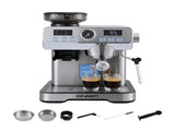 Devanti Coffee Machine Espresso Latte Maker with Grinder Milk Frother Steam Wand CM-301-SS