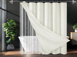 230gsm Waffle Shower Curtain Beige Bath Curtain with Weighted Hem for Cloakroom and Shower Room V1294-YM0901-YM888YBTMSY04V24W0101
