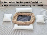 Brown Bubble Plush Pet Sofa Bed with Removable Cushion M Size 70*55*23 cm Ultra-Soft Winter V888-ELOSUNG52365