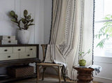 1 Panel Bohemian Curtains Cotton Linen Black Tassel Curtains For Living ROom Bedroom V1188-MS-227-2106