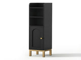 Artiss Bathroom Storage Cabinet Floor Organizer Toilet Corner Adjustable Black FURNI-G-BATH-AZ01-BK