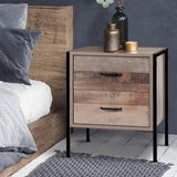 Artiss Bedside Table 2 Drawers - BARNLY FURNI-G-IND-BSIDE-03-WD