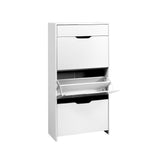 Artiss 2x Shoe Cabinet Organiser 3 Flip Drawer High Gloss White FURNI-L-GS-SHOE02-WHX2