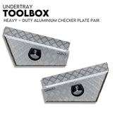 Under Tray Tool Box Underbody Pair Set 750mm Checker Plate Aluminium V379-750UTACHCK