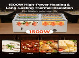 Commercial Food Warmer, 1500W Electric Stainless Steel Steam Food Warmer with Lid, 6-Pan Fast V952-SYSPBWQPTK61338ZN002V3