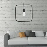 E27 Modern LED Lamp Dining Room Bar Geometric Hanging Light Iron Frame Black 220V V1294-YM0901-ZM01438-03