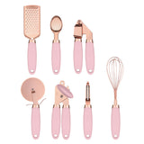 Pink And Rose Gold 7-Piece Kitchen Gadget Set - Stainless Steel Utensils with Comfort Grip Handles V888-ELOSUNG23933