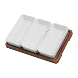 Snack Serving Tray Coffee Ceramic Segmented Long Strip Dishes Set with Bamboo Pallets for Cookies V1294-YM0523-3118220075611