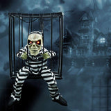 Halloween Scary Screaming Animated Skeleton Cage Prisoner with Light Up Eyes Haunted House Props V1294-YM0717-10352302