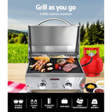 Grillz Portable Gas BBQ Grill 2 Burners with 2 Plates PGB-2B-HP-SS-AB