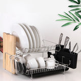 Dish Drying Rack Drainer Cup Plate Holder Cutlery Tray Kitchen Organiser V63-839321