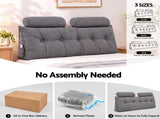 Artiss Headboard Pillow Double Wedge Backrest Triangular with 2 Cushions Grey BED-HEAD-TRAR-D-GY