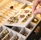 Brown Large Lockable Jewellery Box with 3 Drawers PU Leather Jewellery Organiser Case for Rings V888-ELOSUNG54214