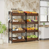 NNETMLT 4-Tier Wood Snack Rack Basket - Vintage Brown V728-NK177206