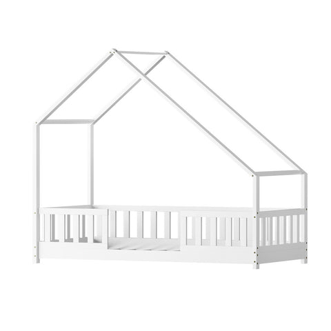 Artiss Bed Frame Wooden Kids House Single Frame White PAVO WBED-PAVO-S-WH-AB