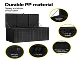 Gardeon Outdoor Storage Box 830L Container Lockable Bench Tool Shed All Black OSB-S830-ABK