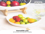 3 Tier Porcelain Fruit Bowl - Ceramic Vegetable Storage With Bamboo Stand V238-SUPDZ-40824953307216