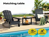 Gardeon Outdoor Coffee Side Table HDPE Desk Corner Shower Stool Bench Seat with Storage Shelf Black FF-BEACH-DESK-HECOR-BK