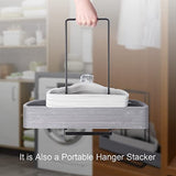 Hanger Organizer Stacker,Storage Rack Holds up to 58 Velvet Hangers for Closet & Laundry V1369-AZ3-W-22323