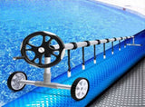 Aqua Buddy Pool Cover 11x6.2m 400 Micron Silver Swimming Pool Solar Blanket 6.55m Roller PC-110X62-M-DX-BL-64ROL