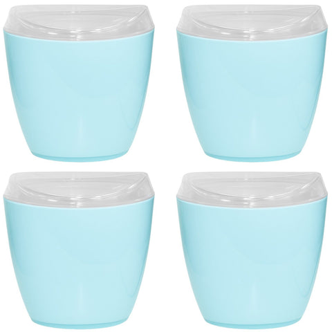 4x Oval Swing Top Waste Rubbish Bin Acrylic Lightweight Compact Bathroom Office in Blue V563-CHB5140BIN-BLUE_4X