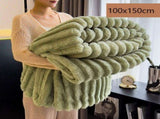 Mini Portable Rabbit Plush Blanket Thick Flannel Travel Knee Throw Kids Blanket Matcha Green V1221-XM-LB5559-ZS195