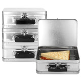 3PCS Metal Lunch Box Set, 8.1" x 5.9" x 3" Silver Tinplate Lunch Boxes with Hinged Lids, Portable V1369-AZ3-W-08799