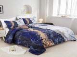 Blue Marble Comforter Set, King Size, Retro Watercolor 3-Piece Bedding Ensemble V745-MAB010362AJ3