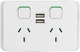 Iconic 250V 10A Horizontal Mount Dual USB Charger Twin Switched Socket V1202-V1-CLI3025USB2VW