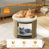 Elevated Double Cat Bed 2-Tier Wooden Plush Kitten Lounge V178-66928