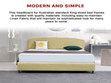 Linen Fabric King Bed Curved Headboard Bedhead - Sulfur Yellow V63-839881