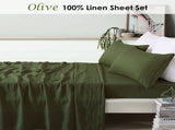 Vintage Design Homewares 100% Linen Olive Sheet Set Queen V442-HIN-SHEETS-LINEN-OLIVE-QS