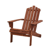 Gardeon Adirondack Outdoor Chairs Wooden Beach Chair Patio Furniture Garden Brown FF-BEACH-UF-CH-BR