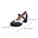 Women's Chunky Heel Shoes, 1 Pair, Black and White Design for Everyday Comfort V1370-AZ4-16338