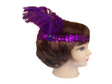 12x 1920s FLAPPER HEADBAND Headpiece Feather Sequin Charleston Gatsby Party BULK - Purple V563-BR-12FLAPPERHDBND-PUR