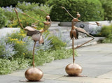Metal Dancing Garden Girl Statues-Waterproof Outdoor Yard Decor for Garden,Pathway,or V1366-AZ2-W-16413
