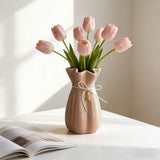 Ceramic Flower Vase, 8.07x4.52x4.52 in Decorative Table Vase, Elegant Home Accent, Modern V1369-AZ3-W-10417
