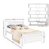 Artiss King Single Bed Frame and Bookshelf WBED-004KS-FURNI-DIS-AB
