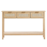 VEVOR Rattan Console Table with 3 Storage Drawers, Rattan Entryway Table with Natural Rattan Sliding V952-TBXGZ3CMSYGB1CXTKV0