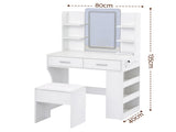 Artiss Dressing Table LED Vanity Desk Set Stool White FURNI-L-DRESS12-WH-AB