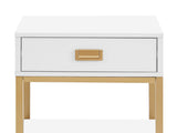 Sarantino Alessia Bedside Table - White/Gold TBL-392-11-WHG