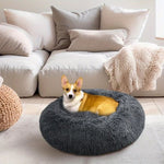 XXL-80cm cream PawfectFriend Dog Pet Cat Calming Bed Plush Beds Large Fluffy Donut Comfy Cushion V571-740111699006